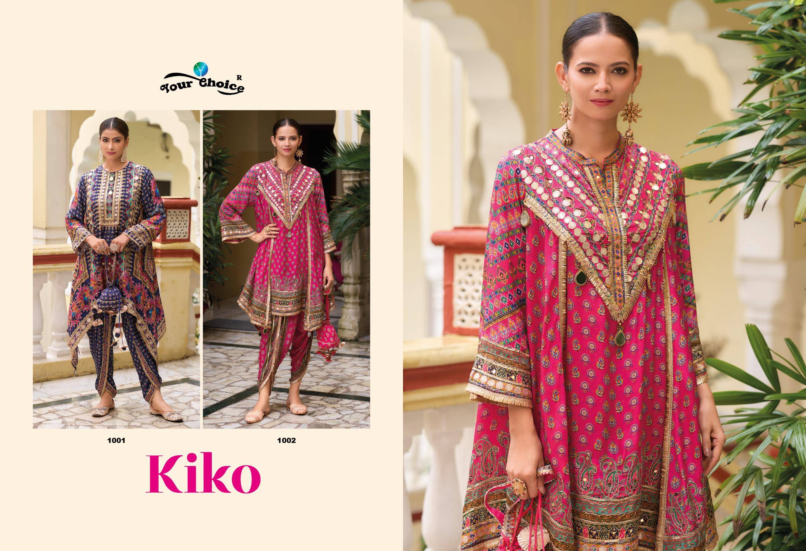 KIKO By Your Choice 1001 to 1002 Series Designer Festive Suits Collection Beautiful Stylish Fancy Colorful Party Wear & Occasional Wear Heavy Chinon Dresses At Wholesale Price
